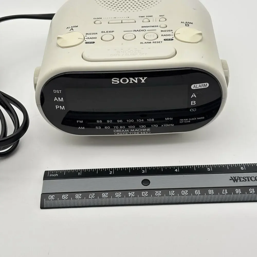 Sony Dream Machine AM/FM Dual Alarm Clock Radio White # ICF-C318 Tested - Works
